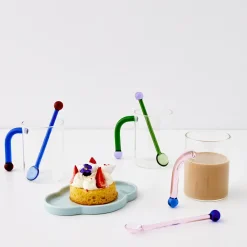 Best GigiandTom Bauhaus Glass Tumbler & Stirrer Blue