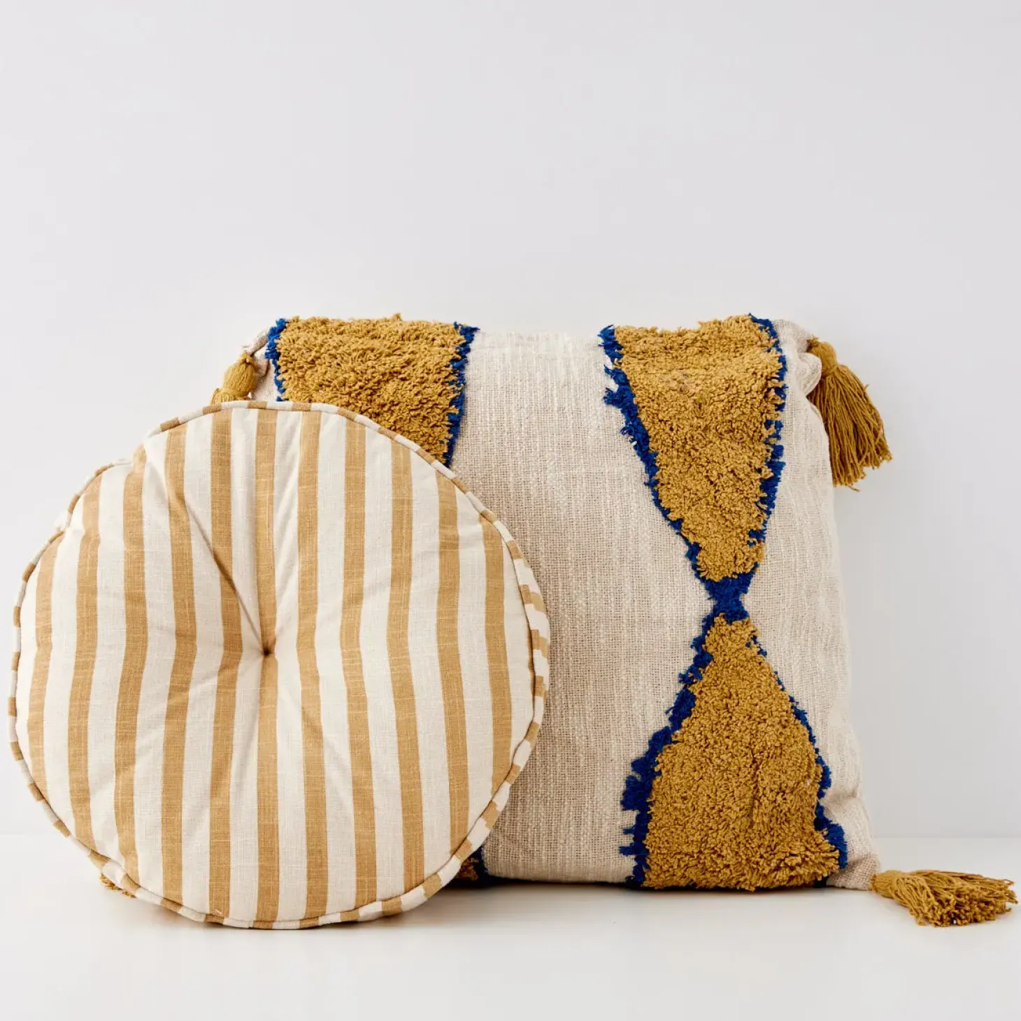 Hot GigiandTom Boho Cotton Cushion With Insert Nude/Beige