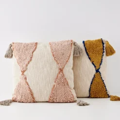 Hot GigiandTom Boho Cotton Cushion With Insert Nude/Beige