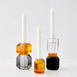 Outlet GigiandTom Briolette Crystal Taper Candle Holder Amber