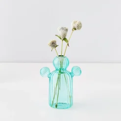 Outlet GigiandTom Cactus Medium Coloured Glass Vase Teal