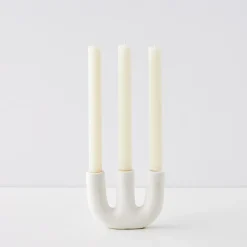 Cheap GigiandTom Candelabra Ceramic Taper Candle Holder White