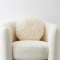 Shop GigiandTom Carmela Faux Fur Circular Accent Cushion Ivory