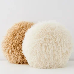 Shop GigiandTom Carmela Faux Fur Circular Accent Cushion Ivory