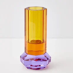 Outlet GigiandTom Cushion Crystal Cut Coloured Vase Amber