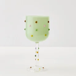 Sale GigiandTom Dotted Wine Glass Green