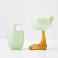 Hot GigiandTom Droplet Cocktail Glass Green