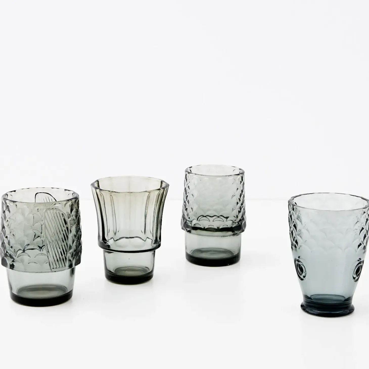 Outlet GigiandTom Fish Stackable Glass Set Of 4 Grey
