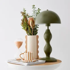 Fashion GigiandTom Hourglass Metal Table Lamp Olive