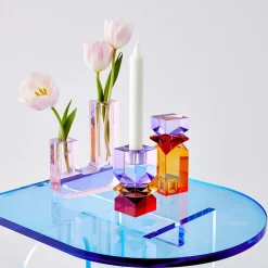 Best Sale GigiandTom Infinity Crystal Cut Coloured Vase Pink