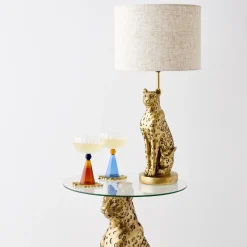 Clearance GigiandTom Leon Leopard Resin Table Lamp Gold