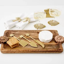 Shop GigiandTom Monstera Metal Coaster Set Gold