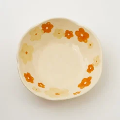 Fashion GigiandTom Painted Blooms Ceramic Bowl Orange