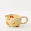 New GigiandTom Painted Blooms Ceramic Mug Orange