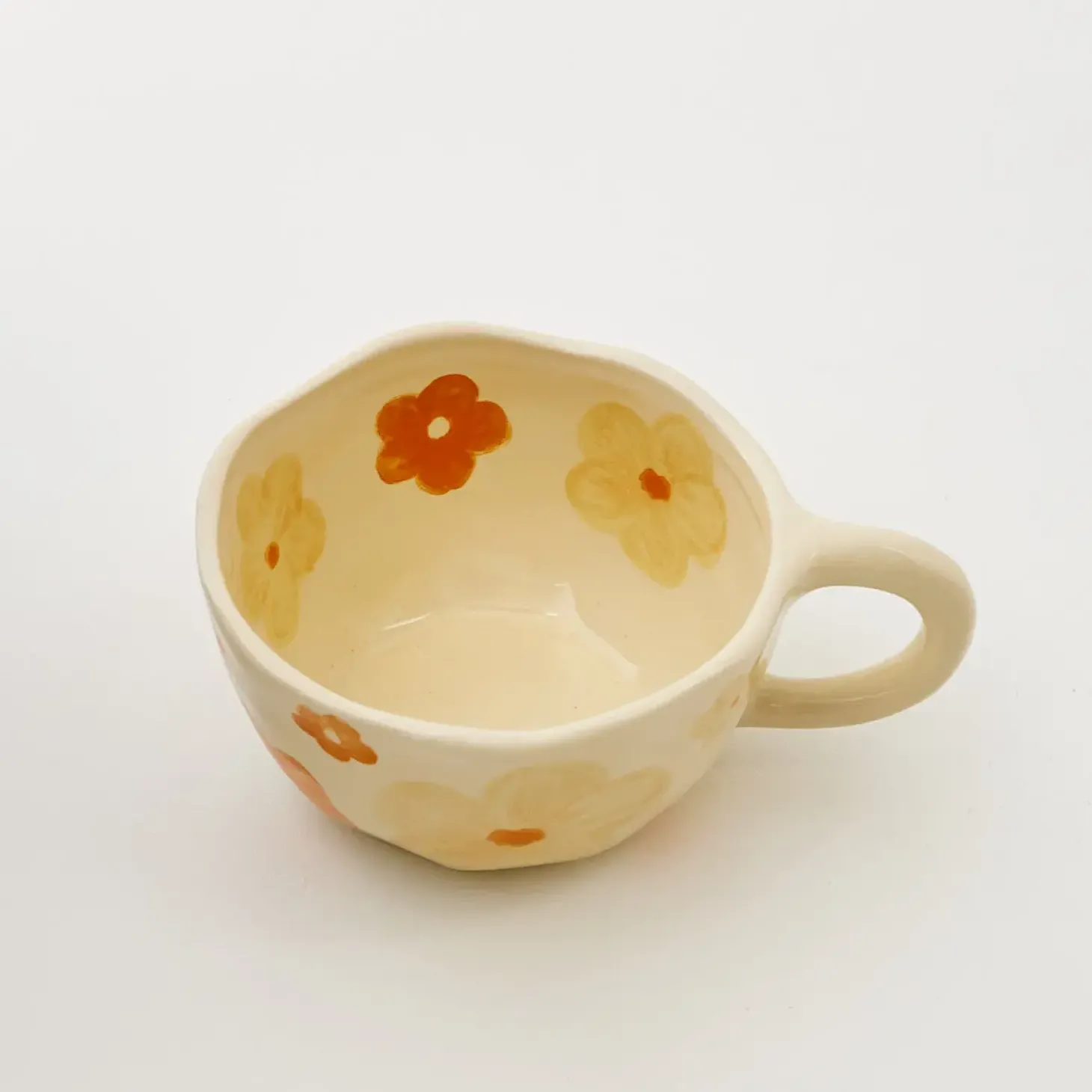 New GigiandTom Painted Blooms Ceramic Mug Orange