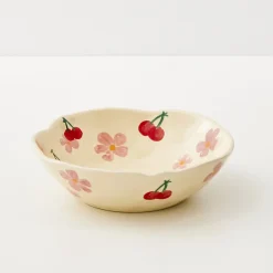 Best GigiandTom Painted Cherry Ceramic Bowl Red