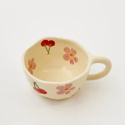 Fashion GigiandTom Painted Cherry Ceramic Mug Red