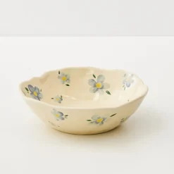 Best Sale GigiandTom Painted Daisy Ceramic Bowl Blue