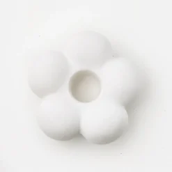 Clearance GigiandTom Petal Ceramic Taper Candle Holder White