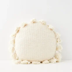 Sale GigiandTom Round Tassel Cushion With Insert White