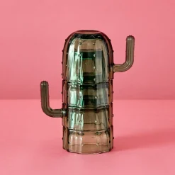 Discount GigiandTom Saguaro Cactus Glass Set Of 4 Green