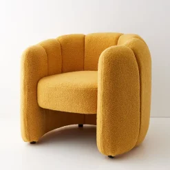 Shop GigiandTom Shell Fabric Accent Chair Mustard