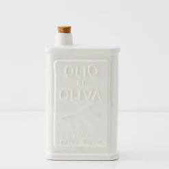 New GigiandTom Sicilian Ceramic Olive Oil Bottle Ivory