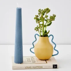 Flash Sale GigiandTom Soy Taper Candle Steel Blue