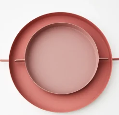 Fashion GigiandTom Stackable Metal Serving Tray Set Of 2 Dusty Pink