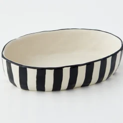 Flash Sale GigiandTom Stripe Shallow Ceramic Serving Bowl