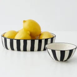 Flash Sale GigiandTom Stripe Shallow Ceramic Serving Bowl