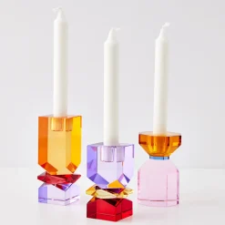 Hot GigiandTom Technicolour Crystal Taper Candle Holder Purple Red