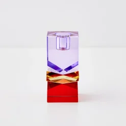 Hot GigiandTom Technicolour Crystal Taper Candle Holder Purple Red