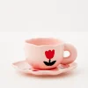 Sale GigiandTom Tulip Ceramic Tea Cup And Saucer Pink