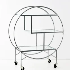 Fashion GigiandTom Vintage Style Bar Cart Silver