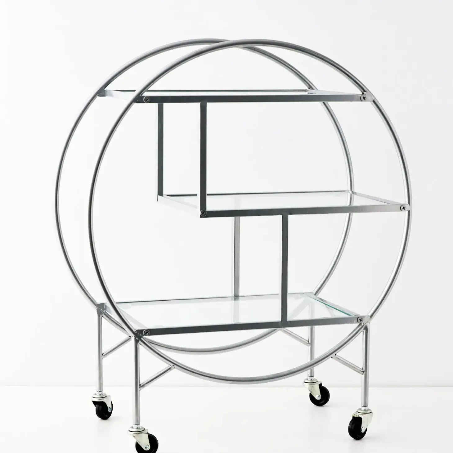 Fashion GigiandTom Vintage Style Bar Cart Silver